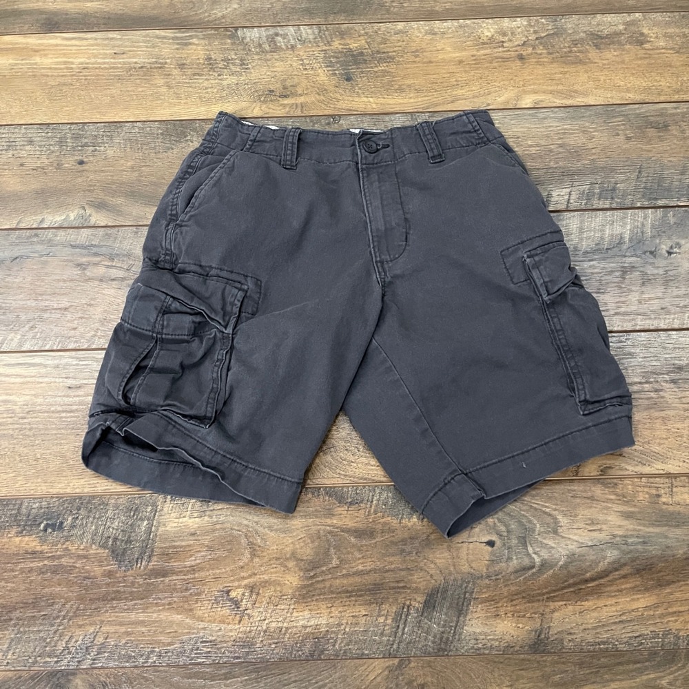 Old Navy Mens Lived-In Straight Cargo Shorts Gray Built-In Flex Size 28 Gorpcore
